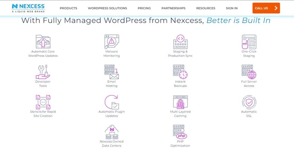 Nexcess web hosting services key features