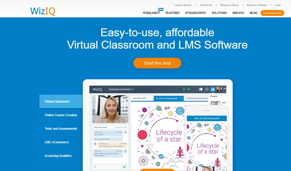 Best online course platforms | WizIQ homepage