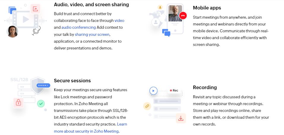 zoho meeting features
