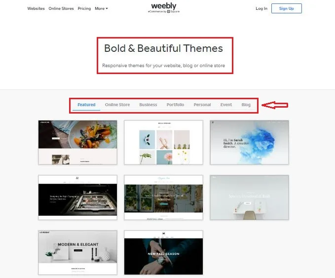 Features to look for in a website builder | High Quality Themes And Templates - Weebly