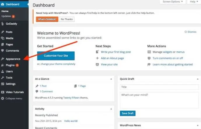 How To Start A Blog - WordPress Admin Dashboard